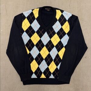 Brooks Brothers Pima Cotton Argyle V-Neck Sweater Men’s L